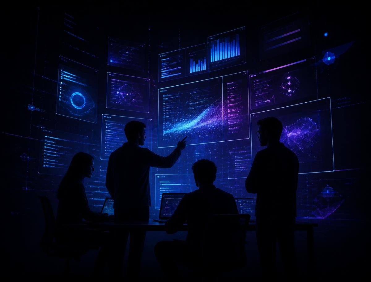 Equipe Nextink analisando painéis de dados